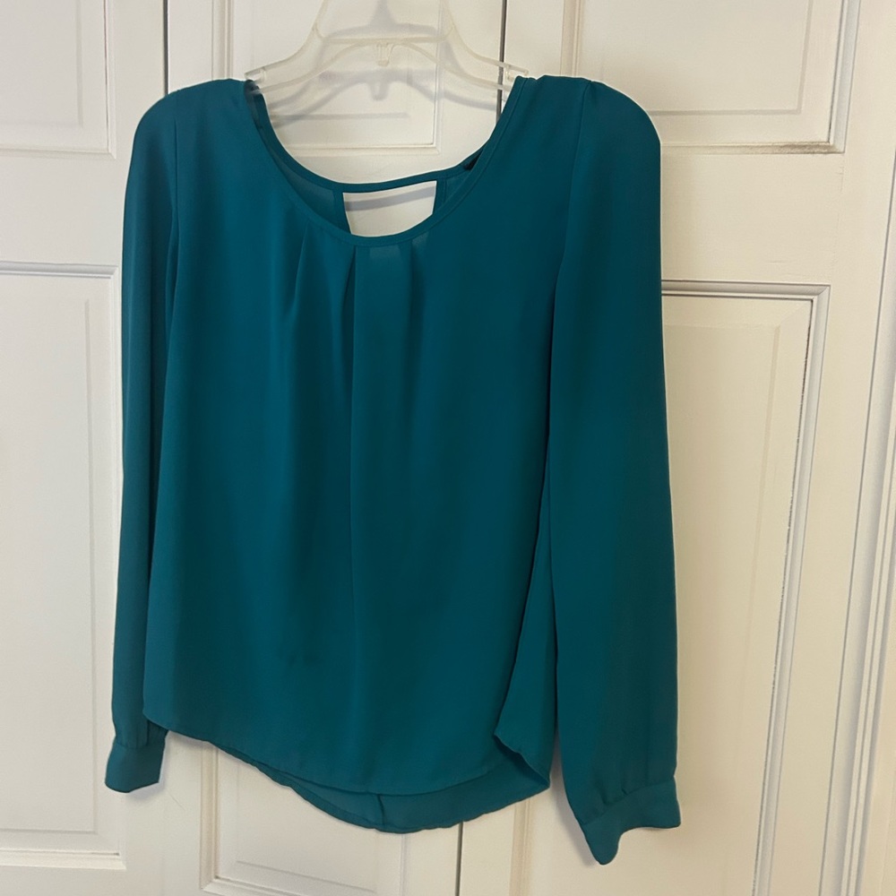 Mine - Size Small - Teal Women's Blouse-Long Sleeves